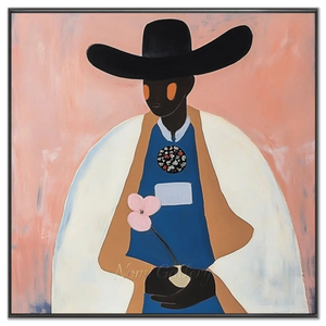 Elegant Abstract Figure with Pink Flower Oil Painting #NM354