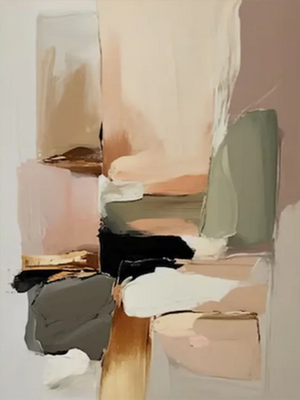 Modern Wabi-Sabi Soft Palette Abstract Oil Painting | Handmade Art #SS091