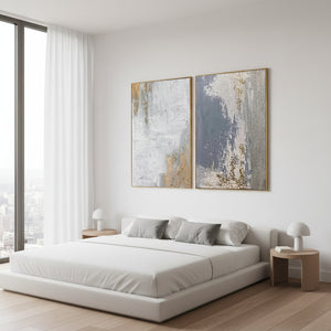 Hand-Painted Gold Leaf Abstract 2-Piece Set Wabi-Sabi Wall Art #SS104