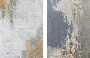 Hand-Painted Gold Leaf Abstract 2-Piece Set Wabi-Sabi Wall Art #SS104
