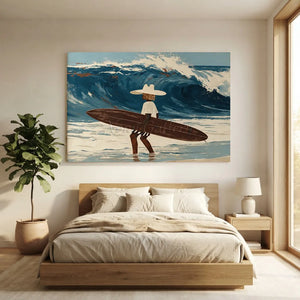 Handmade Surfboard Surfer Oil Painting #SS358