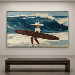 Handmade Surfboard Surfer Oil Painting #SS358