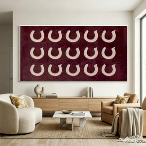 Textured Abstract Horseshoe Art in Deep Red #NM523