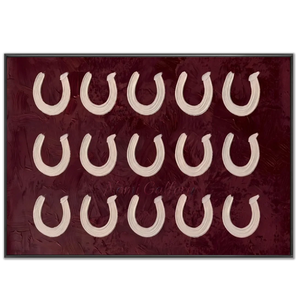 Textured Abstract Horseshoe Art in Deep Red #NM523
