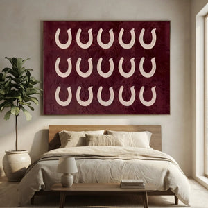 Textured Abstract Horseshoe Art in Deep Red #NM523