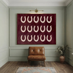 Textured Abstract Horseshoe Art in Deep Red #NM523