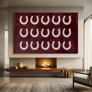 Textured Abstract Horseshoe Art in Deep Red #NM523