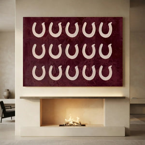 Textured Abstract Horseshoe Art in Deep Red #NM523