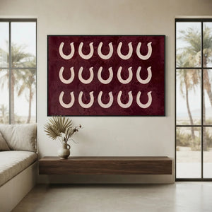 Textured Abstract Horseshoe Art in Deep Red #NM523