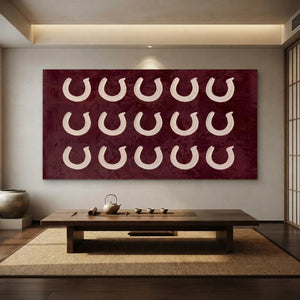 Textured Abstract Horseshoe Art in Deep Red #NM523
