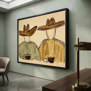 Two Western Cowboy Couple Oil Painting #SS359