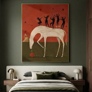 Handmade Western White Horse Handmade Oil Painting #SS337