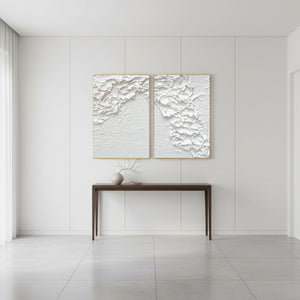 White Minimalist Textured Art Set of 2 #SS107