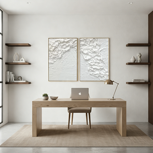 White Minimalist Textured Art Set of 2 #SS107
