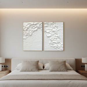 White Minimalist Textured Art Set of 2 #SS107