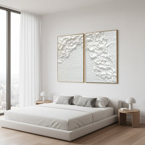 White Minimalist Textured Art Set of 2 #SS107