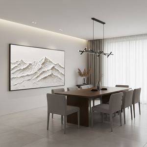 Large White Minimalist Mountain Oil Painting #SS117