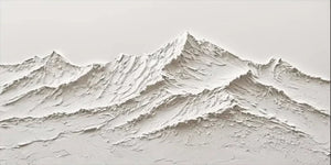 Large White Minimalist Mountain Oil Painting #SS117