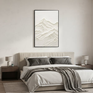 3D Textured White Mountain Oil Painting | Minimalist Hand-Painted Art #SS092