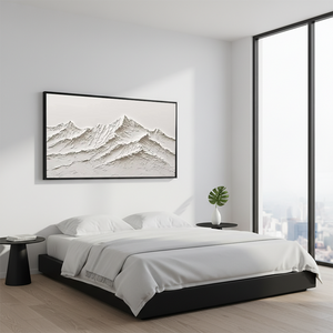 Large White Minimalist Mountain Oil Painting #SS117