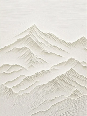 3D Textured White Mountain Oil Painting | Minimalist Hand-Painted Art #SS092