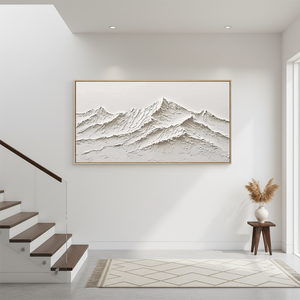 Large White Minimalist Mountain Oil Painting #SS117