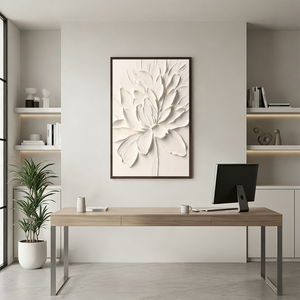 3D Textured White Flower Oil Painting | Hand-Painted Relief Art #SS093