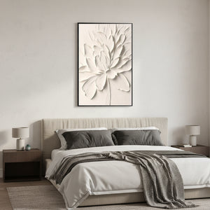 3D Textured White Flower Oil Painting | Hand-Painted Relief Art #SS093