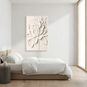 3D Textured White Flower Oil Painting | Hand-Painted Relief Art #SS093