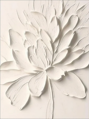 3D Textured White Flower Oil Painting | Hand-Painted Relief Art #SS093