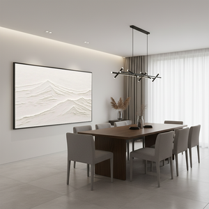Minimalist White Mountain Wall Art | Handmade Abstract Canvas #SS119