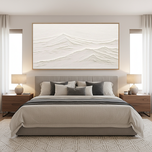 Minimalist White Mountain Wall Art | Handmade Abstract Canvas #SS119