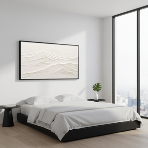 Minimalist White Mountain Wall Art | Handmade Abstract Canvas #SS119