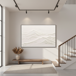 Minimalist White Mountain Wall Art | Handmade Abstract Canvas #SS119
