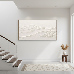 Minimalist White Mountain Wall Art | Handmade Abstract Canvas #SS119