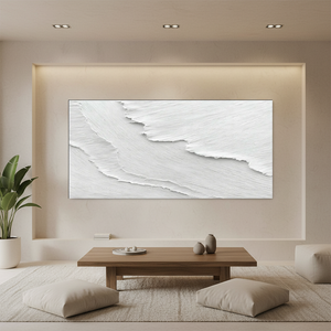 Large White Ocean Wave Textured Oil Painting #SS120