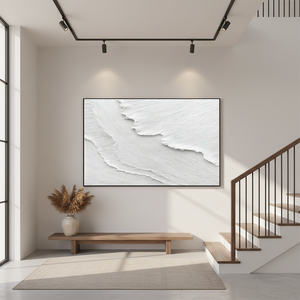 Large White Ocean Wave Textured Oil Painting #SS120