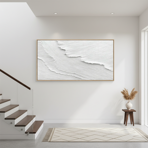 Large White Ocean Wave Textured Oil Painting #SS120