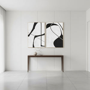 Wabi-Sabi Black & White Abstract Art Set of 2 #SS106