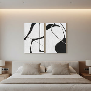 Wabi-Sabi Black & White Abstract Art Set of 2 #SS106