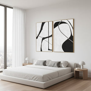 Wabi-Sabi Black & White Abstract Art Set of 2 #SS106