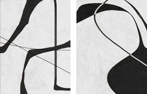 Wabi-Sabi Black & White Abstract Art Set of 2 #SS106