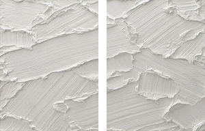 White Impasto Abstract Set of 2 | 3D Textured Canvas Art #SS108