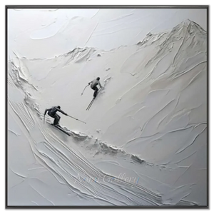Dynamic Skiers Mountain Textured Wall Art #NM624