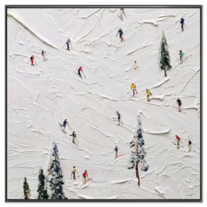 Dynamic Skiers on Snowy Peaks Textured Art #NM625