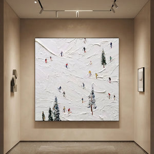Dynamic Skiers on Snowy Peaks Textured Art #NM625