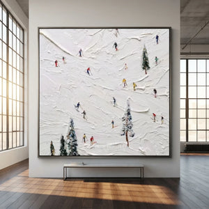 Dynamic Skiers on Snowy Peaks Textured Art #NM625
