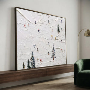 Dynamic Skiers on Snowy Peaks Textured Art #NM625
