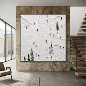 Dynamic Skiers on Snowy Peaks Textured Art #NM625