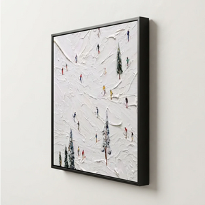 Dynamic Skiers on Snowy Peaks Textured Art #NM625